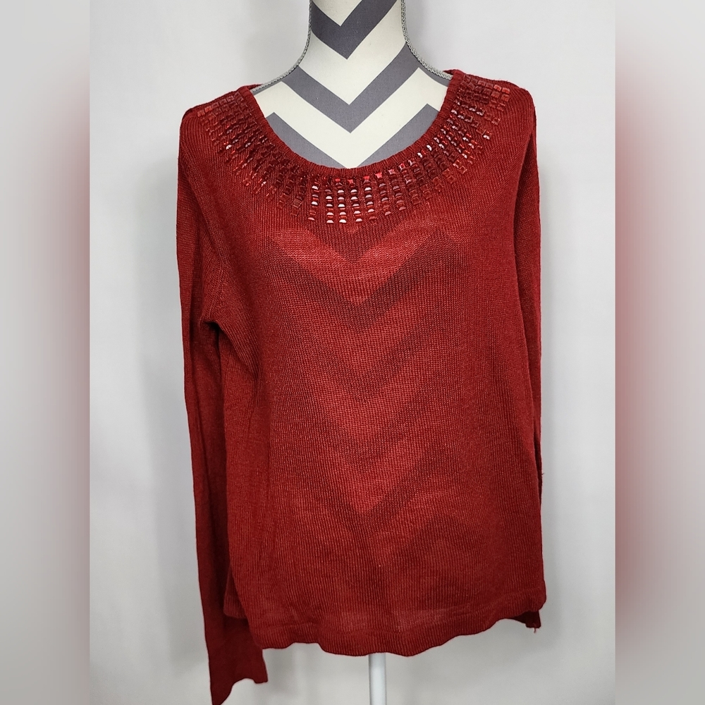 Jaclyn Smith sweater with gems, medium